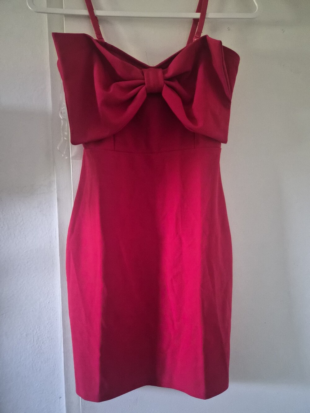 Red Bow-Front Spaghetti Strap Dress